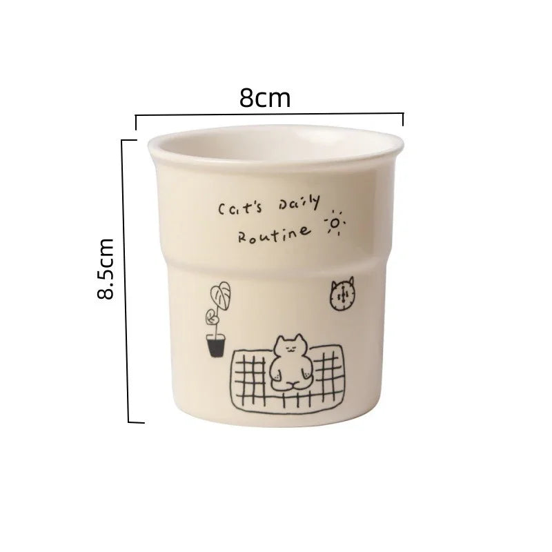☕ Caneca Gatinho 225ml: Ilustração Minimalista para o Seu Café e Chá da Tarde!