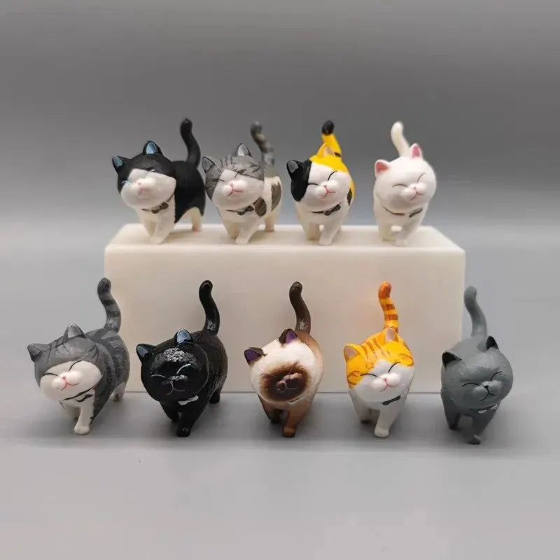 🔔 Conjunto 9 Miniaturas Gato: Estatuetas Fofas para, Decoração e Presente!