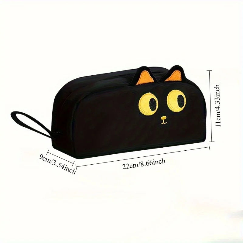 🖤 Estojo 3D Gato Preto Fofo: Grande Capacidade, Design de Pata para Amantes de Gatos!