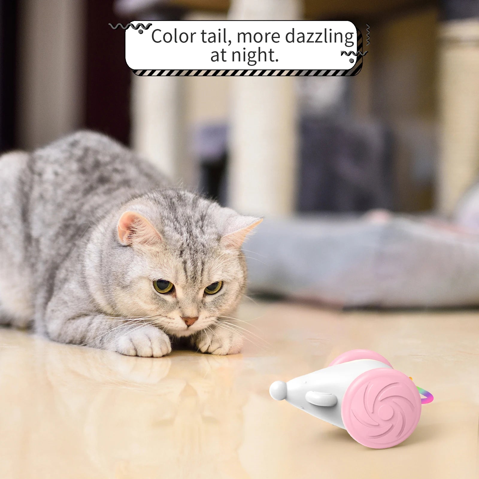 🐭 Rato Elétrico Smart Interativo: Brinquedo Colorido para Exercício e Caça em Interiores!