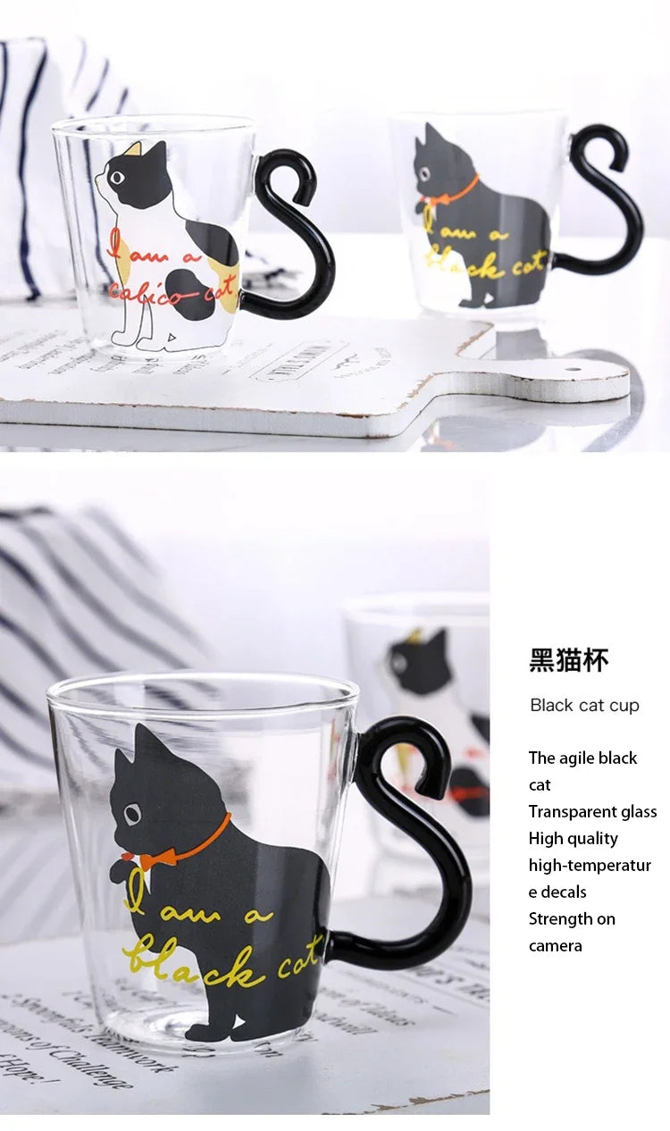 ☕ Caneca Cauda de Gato 3D (250ml): Vidro Borossilicato Resistente ao Calor – Presente Único para Cat Lovers!
