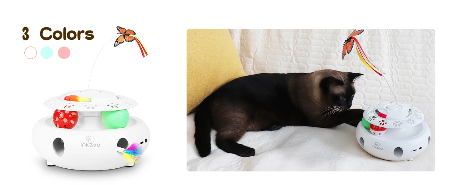 🕹️Bate-Rato Automático, Borboleta e Pista – Centro de Entretenimento USB para Gatos!