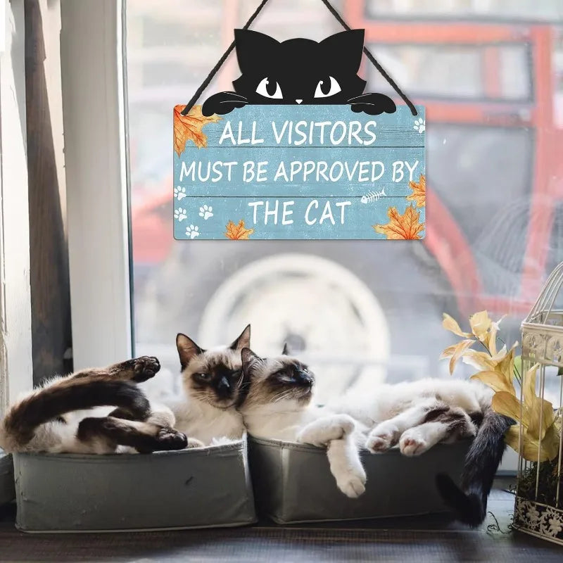 😂 Placa Rústica "Gatos Bem-Vindos, Pessoas Toleradas" – Humor Felino para Casa e Escritório!