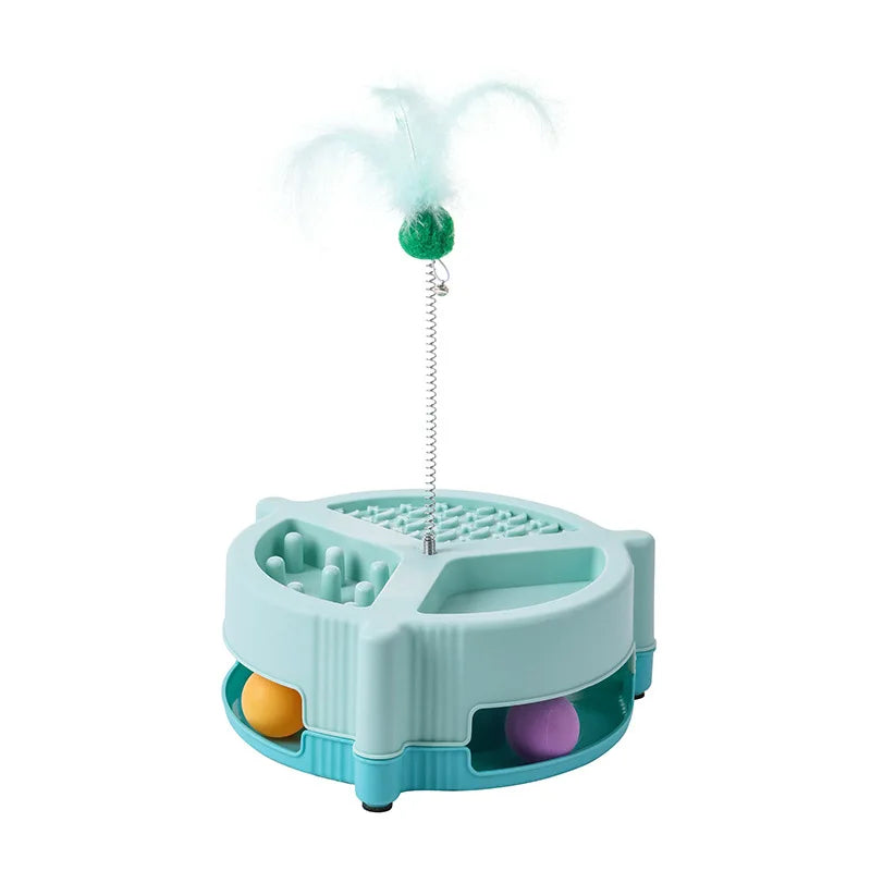 🎁 Kit Brinquedos Auto-Entretenimento Gato: Varinha Interativa + Plataforma Giratória Antitédio!