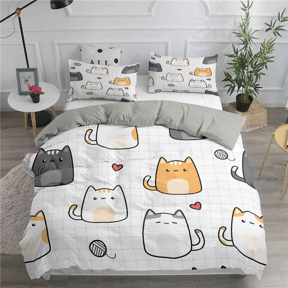 🛌 Conjunto de Cama 3D Gatos Fofos: Aconchego, Arte e a Companhia do Seu Pet na Decoração!
