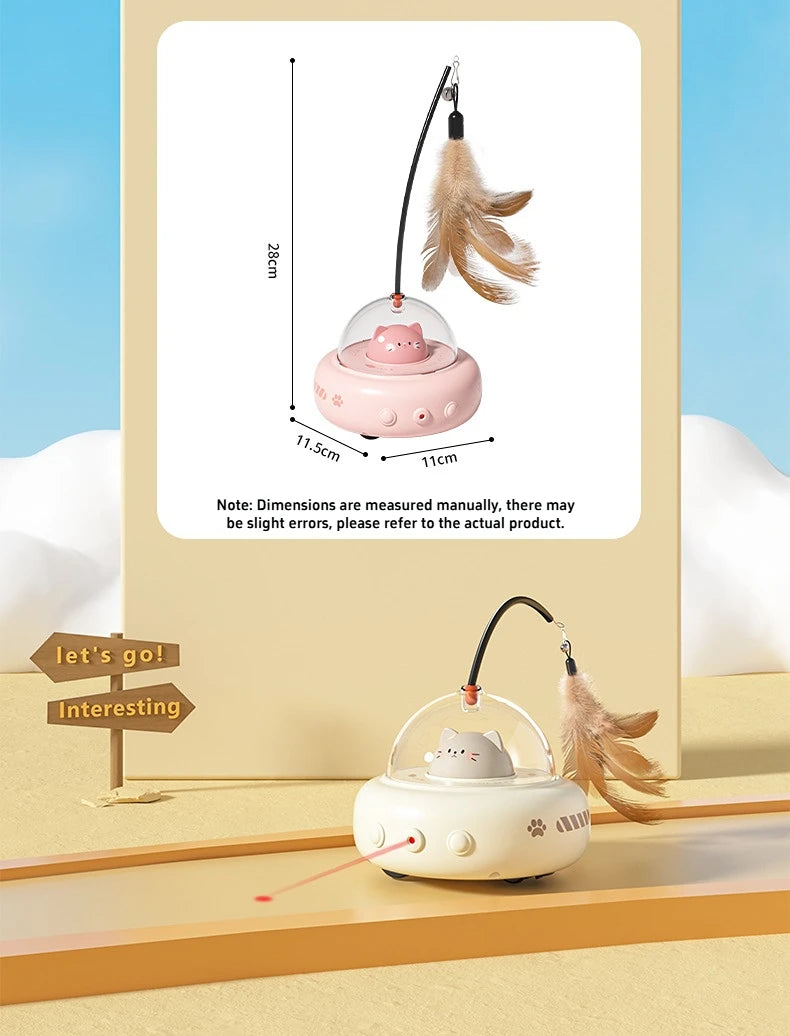 🛸 Brinquedo Smart UFO Elétrico: Varinha Provocadora com Sino e Penas Trocáveis para Gatos!