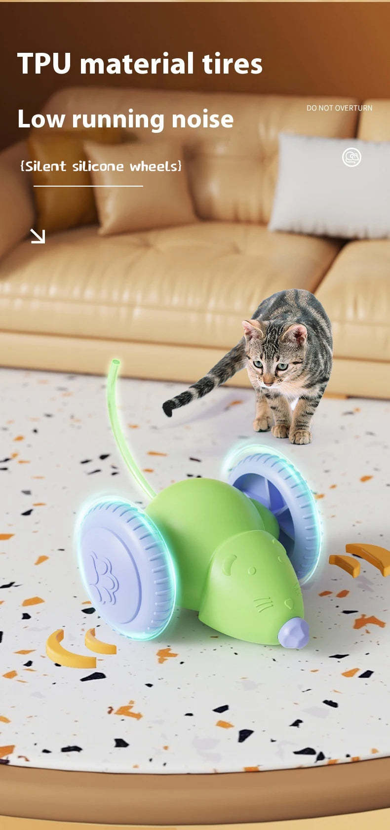 🐭 Rato Elétrico Recarregável Smart: Brinquedo Gato Automático com Desvio Inteligente de Obstáculos!