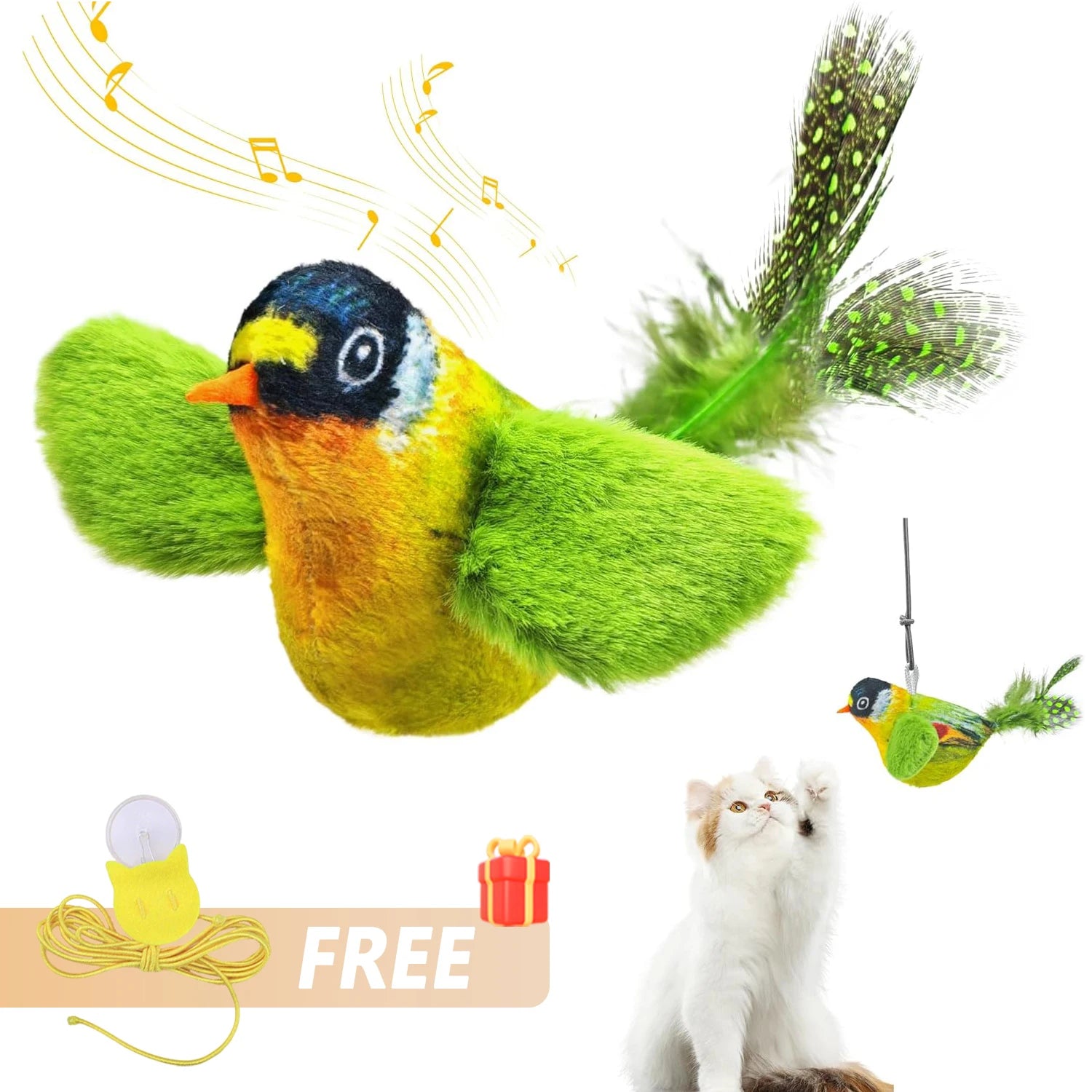 🐦 Pássaro Interativo de Pendurar: Brinquedo com Som e Catnip para Gatos – Caça e Auto-Entretenimento!