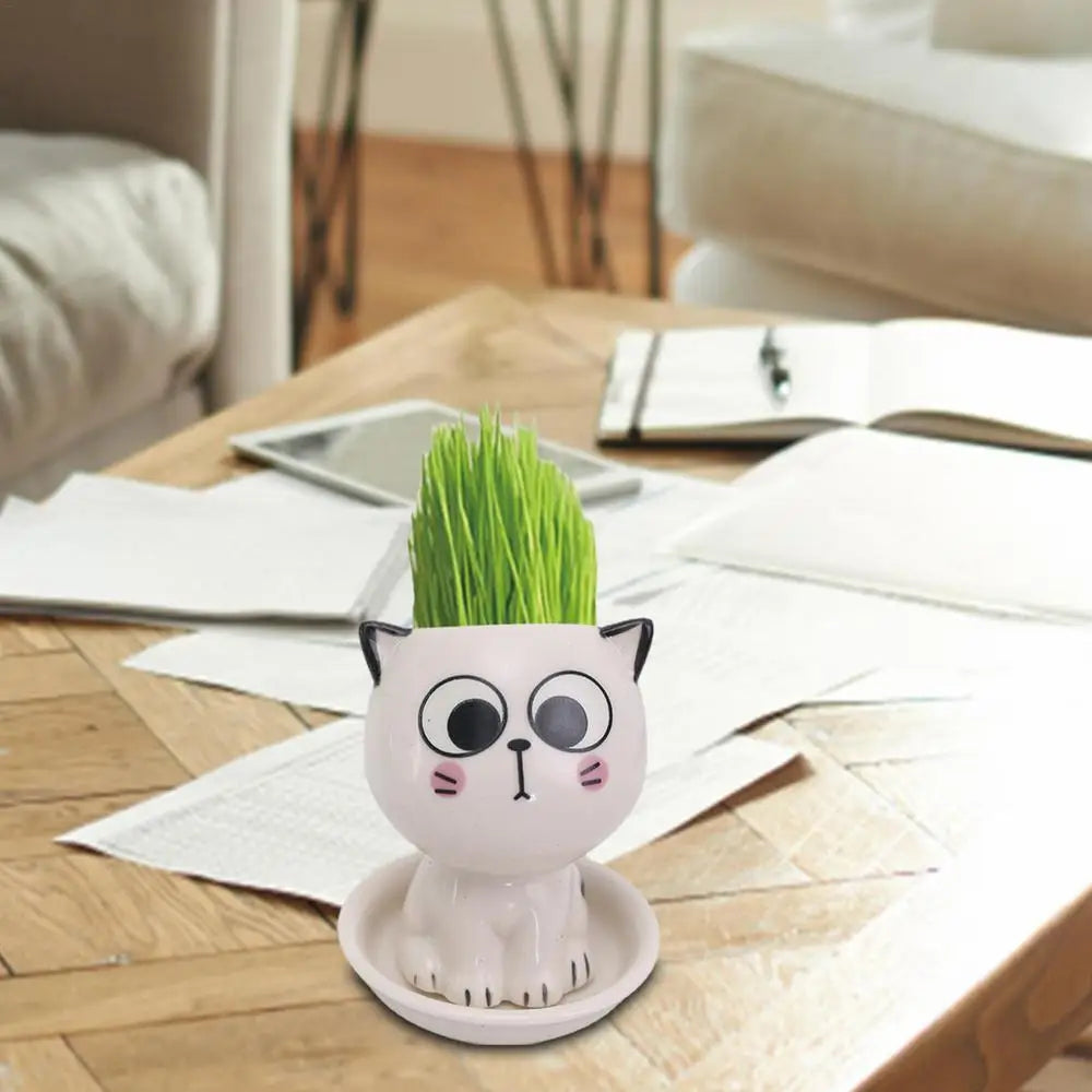 🪴 Vaso de Cerâmica Gatinho Cartoon Mini: Fofura Kawaii para Suculentas e Decoração!