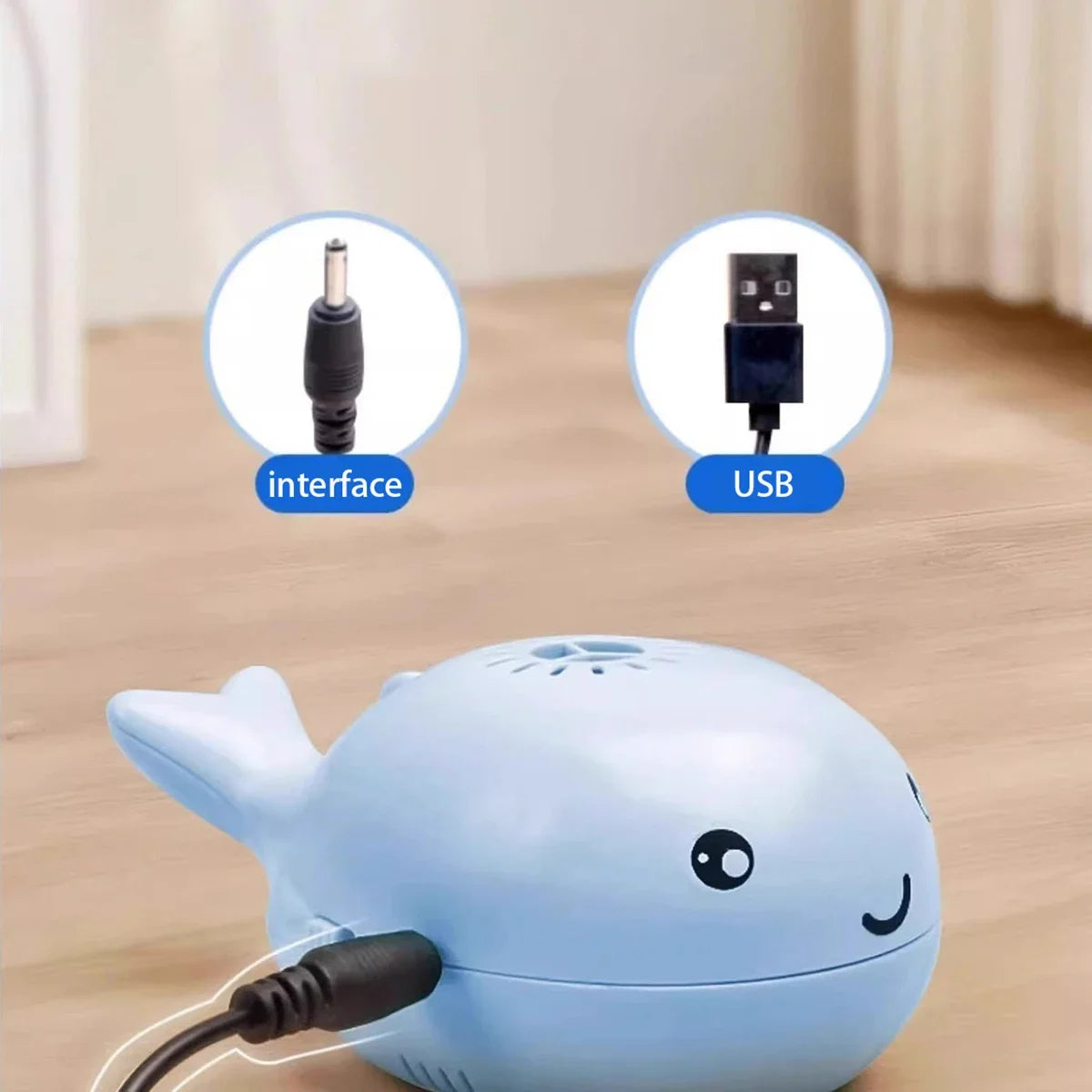🐳 Brinquedo Bola Flutuante Elétrica: Baleia Portátil com Ventilador Duplo e Recarga USB (Certificado 3C)!