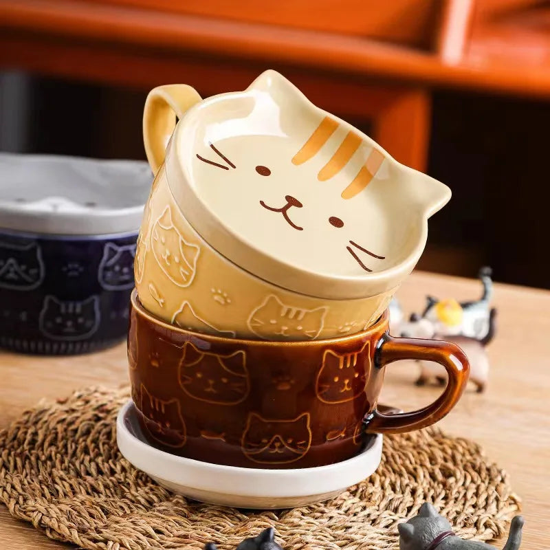 ☕ Caneca de Cerâmica Animal Cartoon: Com Tampa, Perfeita para Casais e Presentes Infantis!