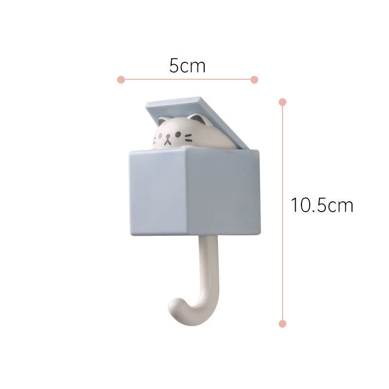 😻 Ganchos Adesivos Gato Cartoon: Decoração Divertida e Organização Fácil para Paredes e Portas!