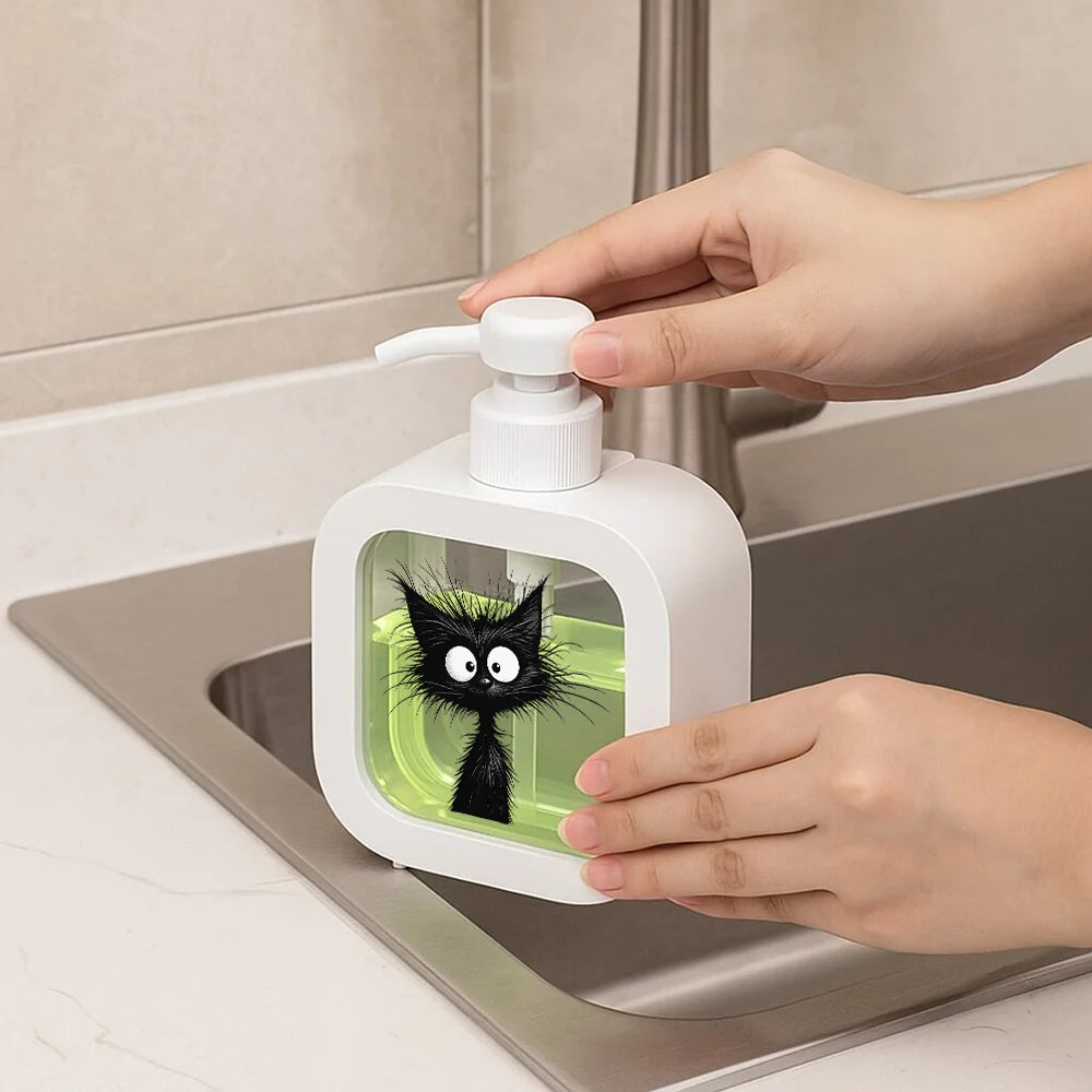 🖤 Dispensador de Sabonete Gato P&B: Rosto Felino para Pia da Cozinha – Charme e Funcionalidade!
