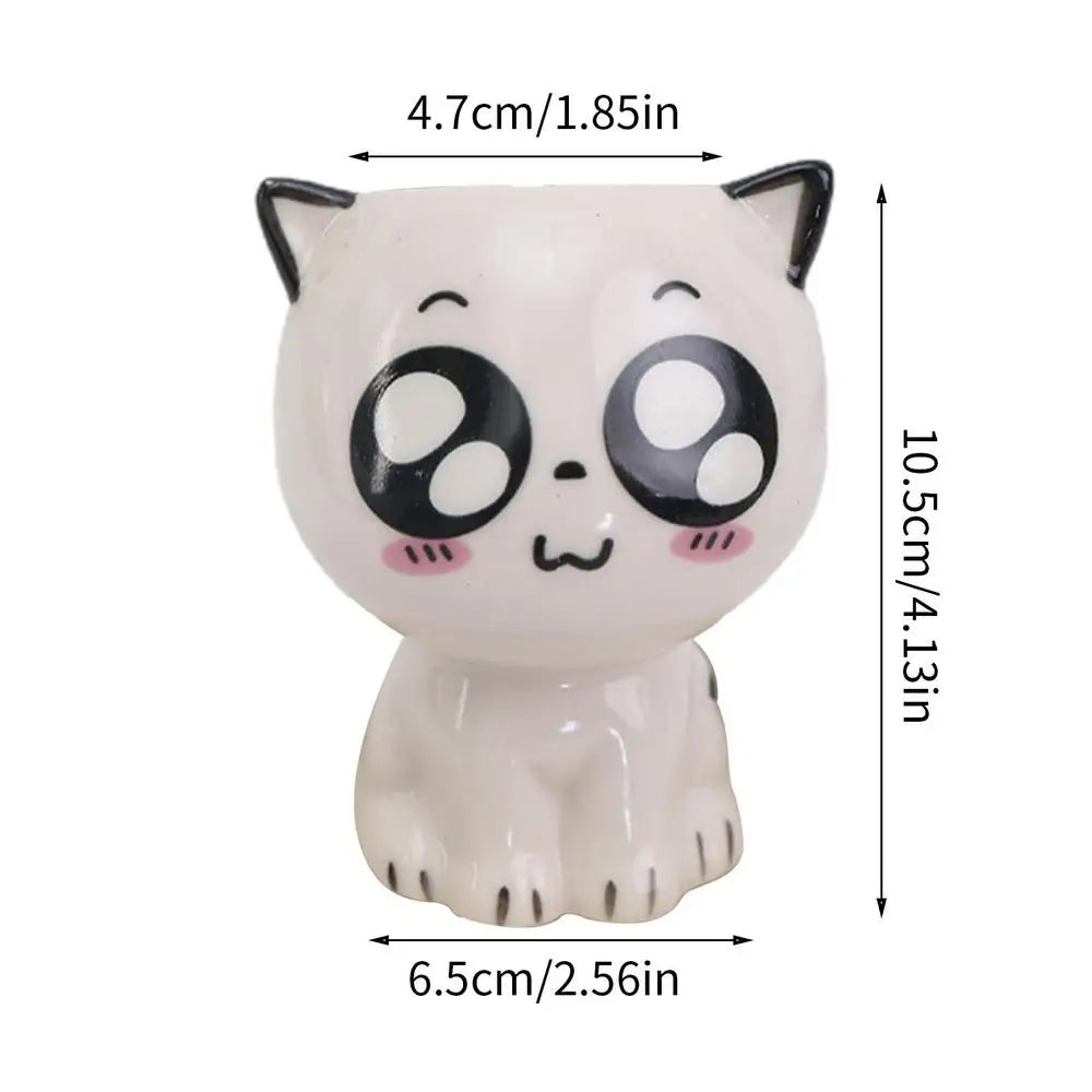 🪴 Vaso de Cerâmica Gatinho Cartoon Mini: Fofura Kawaii para Suculentas e Decoração!