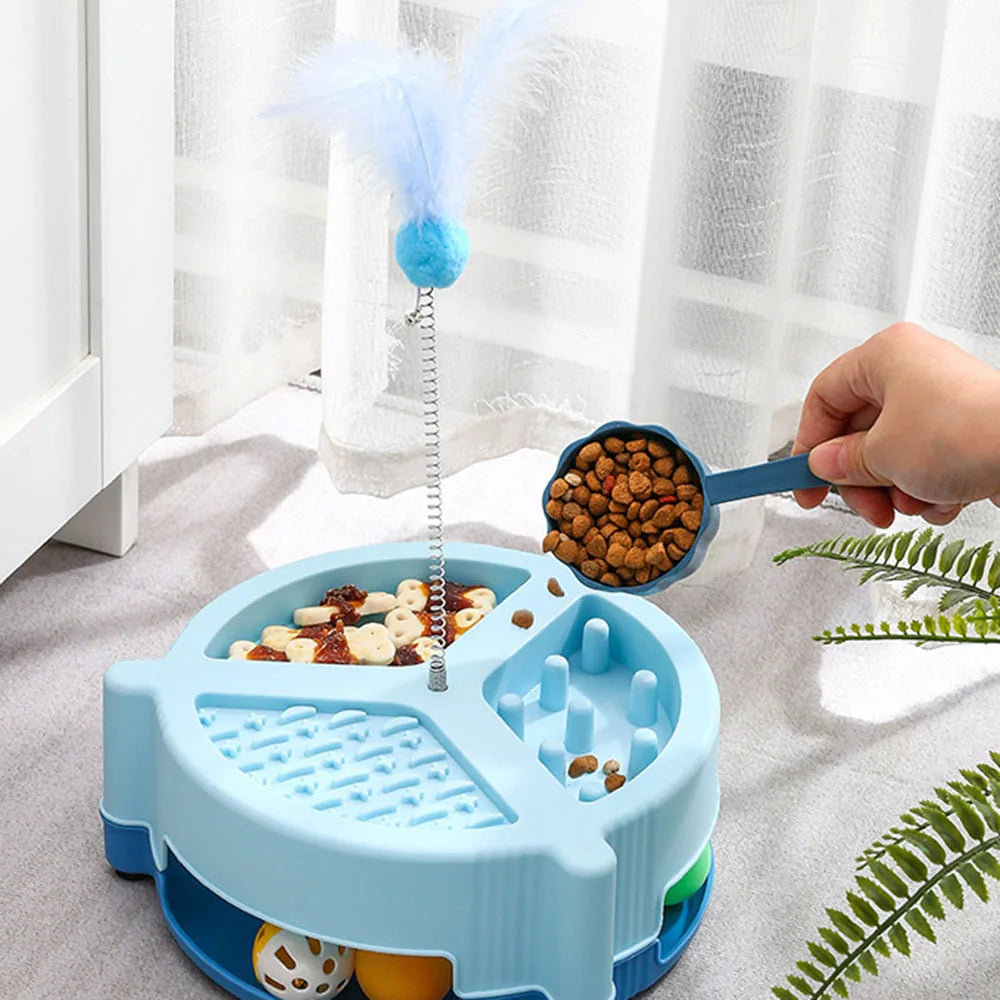 🎁 Kit Brinquedos Auto-Entretenimento Gato: Varinha Interativa + Plataforma Giratória Antitédio!