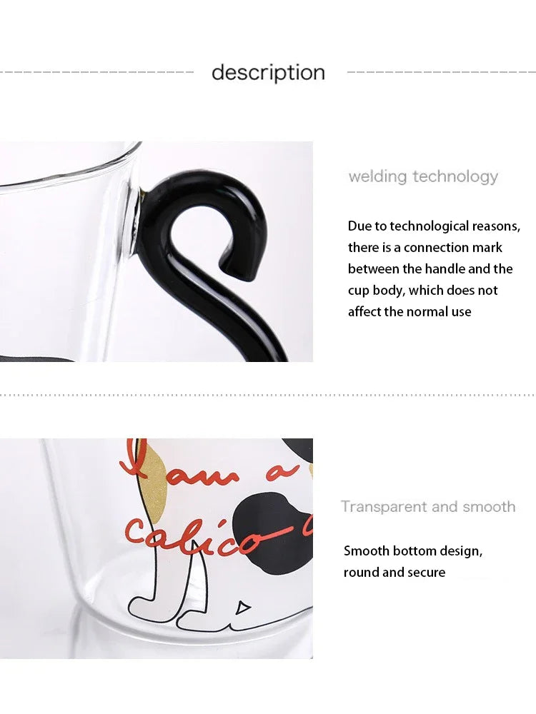 ☕ Caneca Cauda de Gato 3D (250ml): Vidro Borossilicato Resistente ao Calor – Presente Único para Cat Lovers!