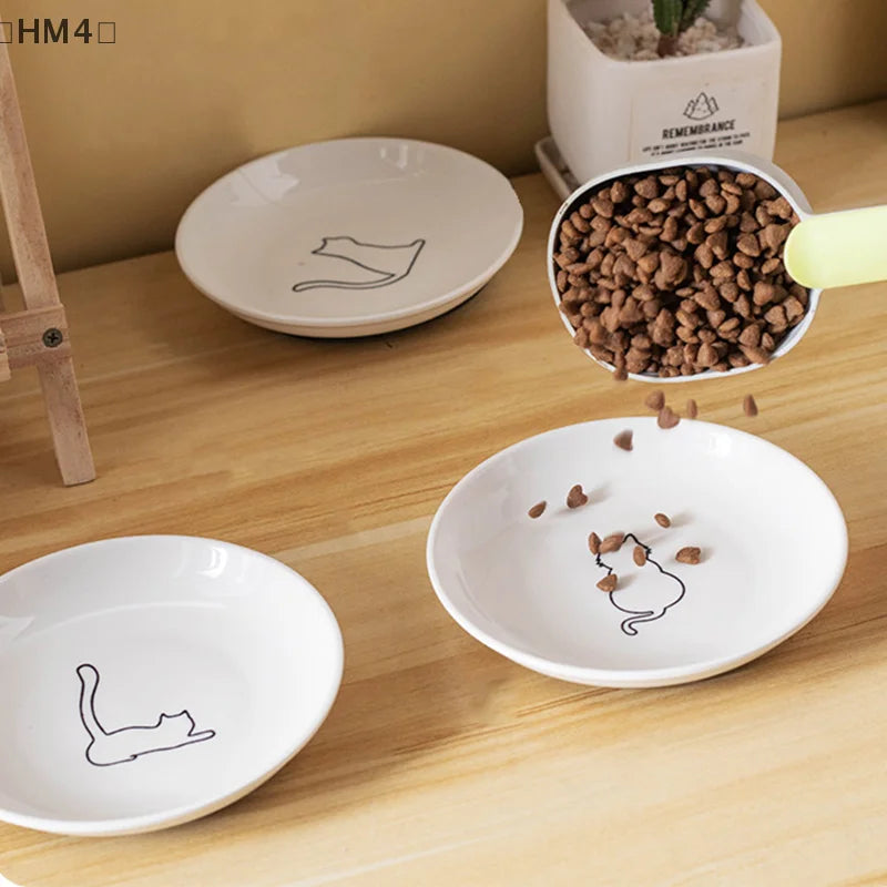 🥣 Tigela de Cerâmica Gato Fofo: Base Antiderrapante de Silicone – Alimentação Higiênica e Estável!