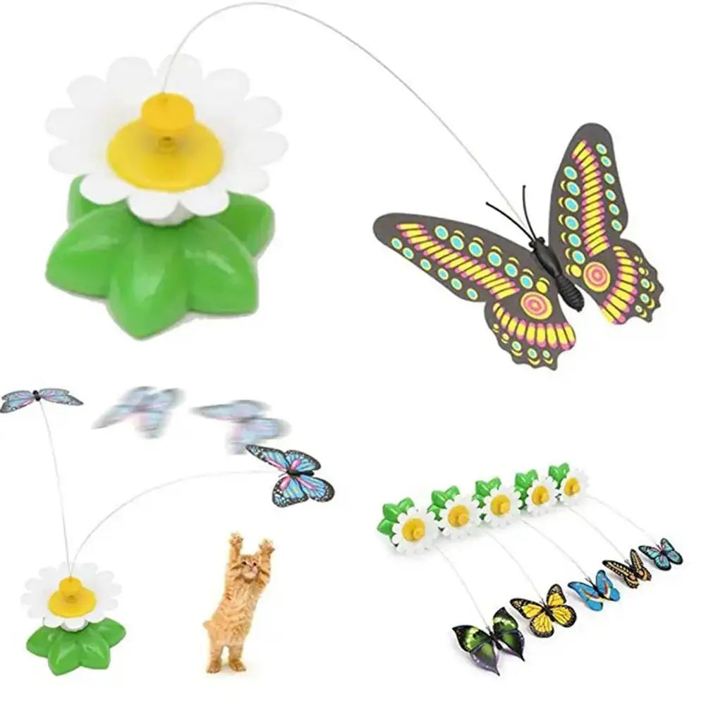 🦋 Borboleta Elétrica Giratória 360°: Brinquedo Automático para Gatos – Treinamento e Caça!