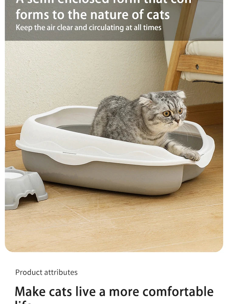 🚽 Caixa de Areia Semi-Fechado Grande: À Prova de Respingos e Ideal para Gatos Maiores!