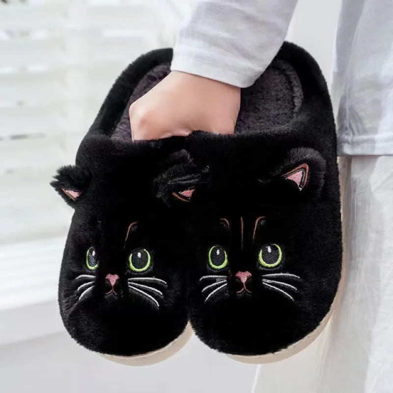 🐾 Pantufas Gato Cartoon Quentinhos: Pelúcia Antiderrapante – Conforto para os pes!