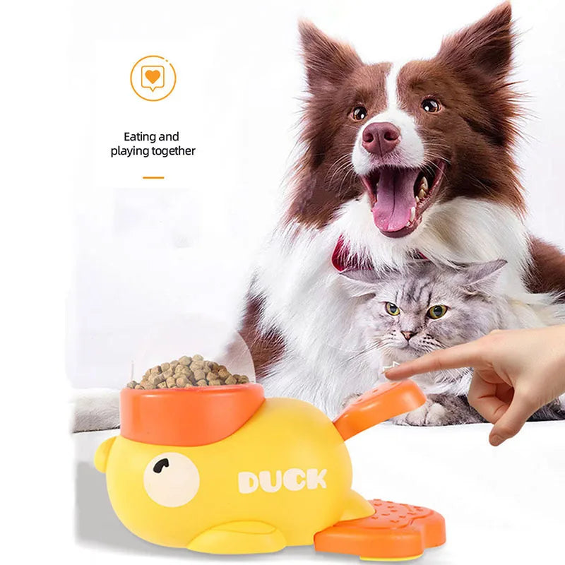 🦆 Patinho Amarelo Smart: Dispensador de Ração, Brinquedo de Inteligência e Auto-Entretenimento para Cães e Gatos!
