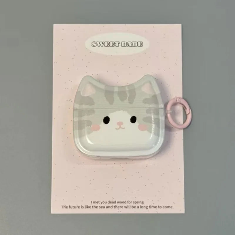 🎧 Capa Protetora Gato Cinza Cartoon: Fofura para Airpods 3, 4 e Pro 2!