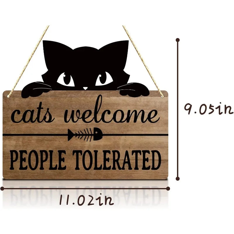 😂 Placa Rústica "Gatos Bem-Vindos, Pessoas Toleradas" – Humor Felino para Casa e Escritório!