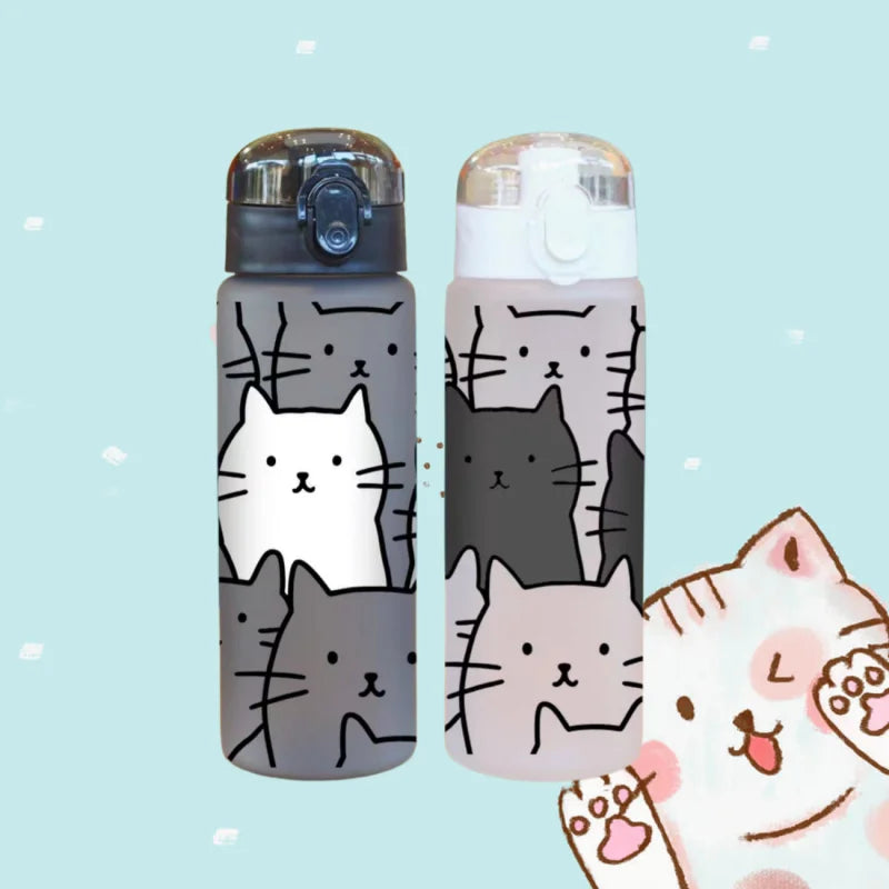💧 Garrafa de Água 780ML Gato Cartoon 3D: Antivazamento, Durável e Perfeita para Férias!