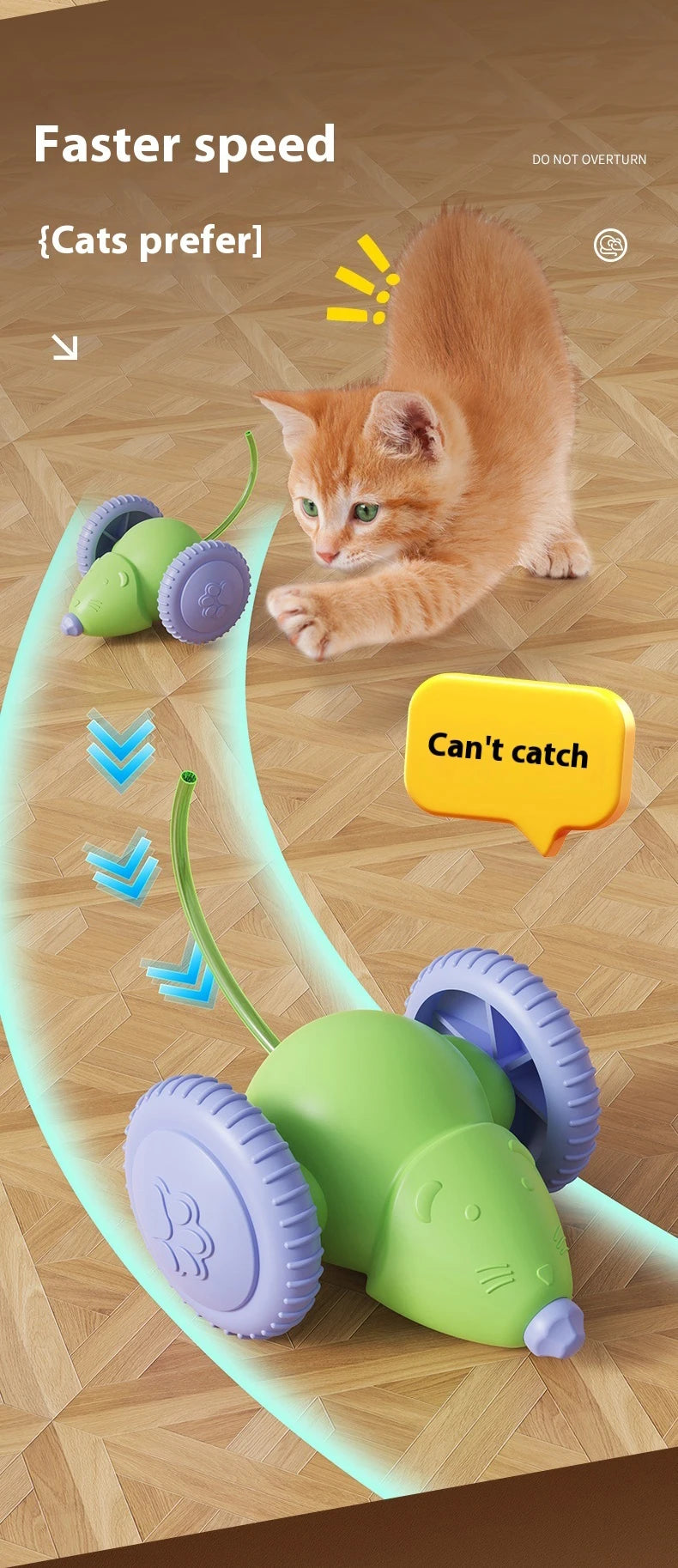 🐭 Rato Elétrico Recarregável Smart: Brinquedo Gato Automático com Desvio Inteligente de Obstáculos!