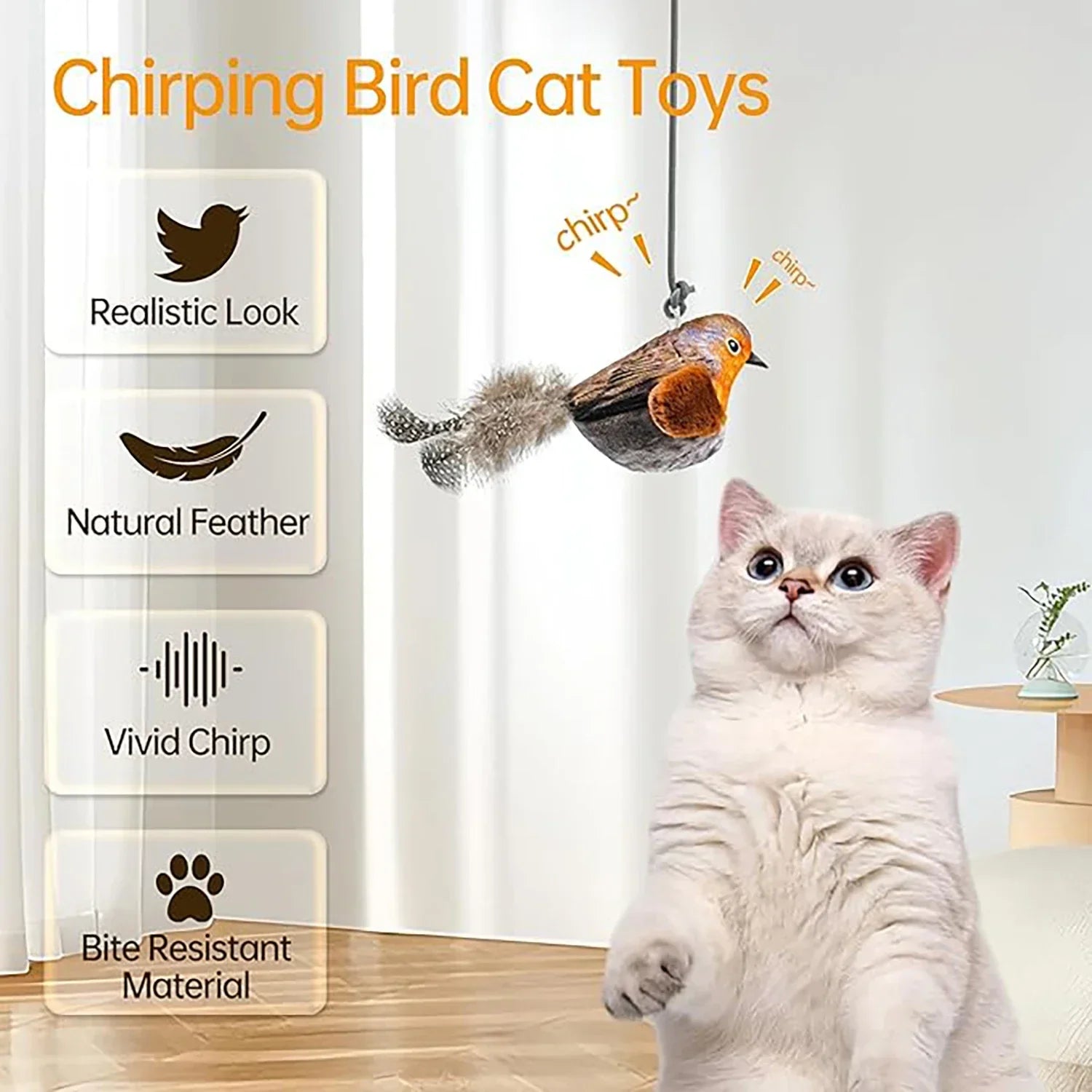 🐦 Pássaro Interativo de Pendurar: Brinquedo com Som e Catnip para Gatos – Caça e Auto-Entretenimento!