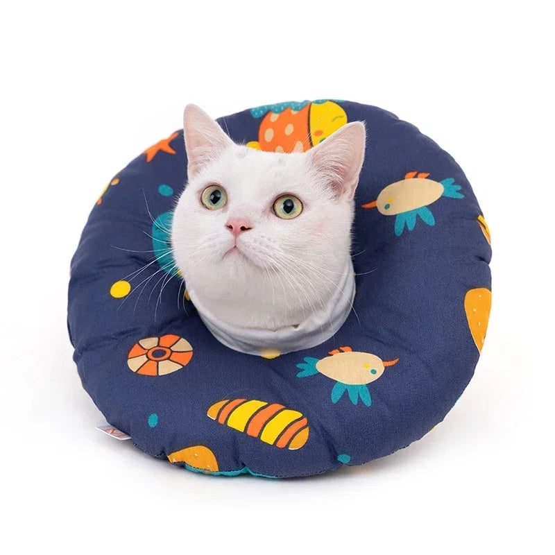 🩹 Colar Elizabetano Ajustável e Macio: Cone de Proteção Confortável para Gatos!