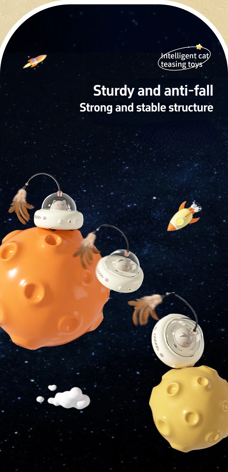 🛸 Brinquedo Smart UFO Elétrico: Varinha Provocadora com Sino e Penas Trocáveis para Gatos!