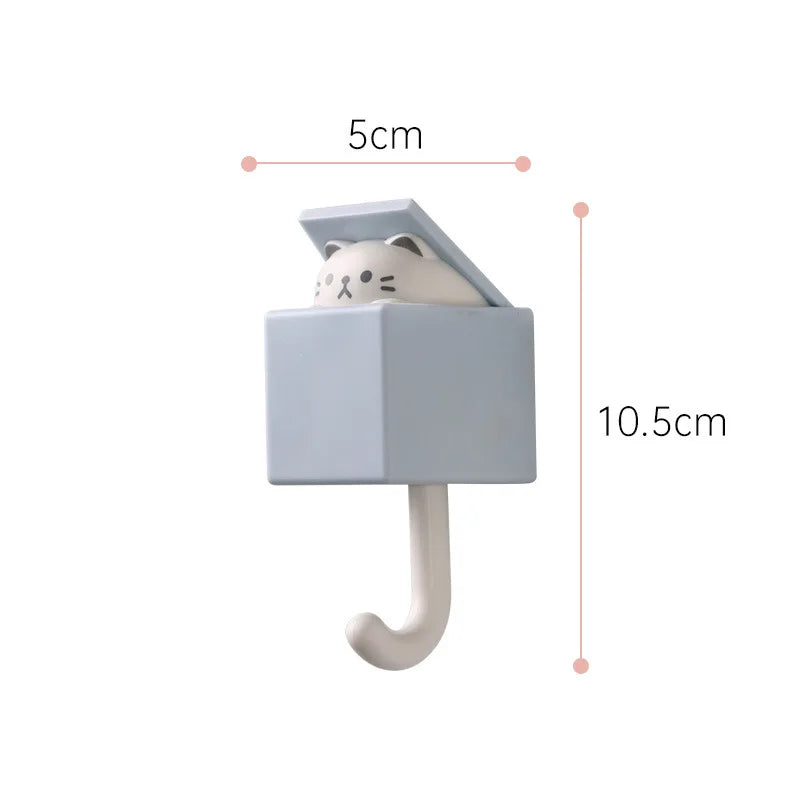 😻 Ganchos Adesivos Gato Cartoon: Decoração Divertida e Organização Fácil para Paredes e Portas!