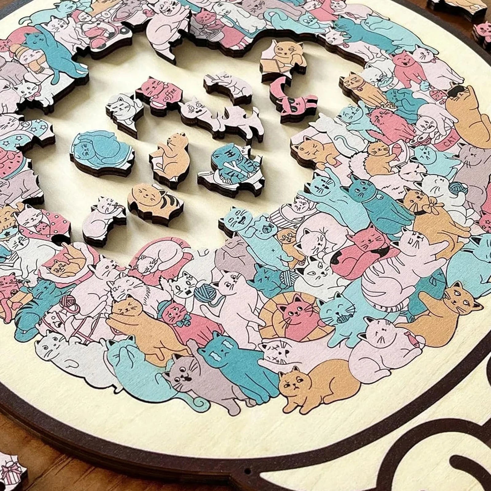 🧩 Quebra-Cabeça de Madeira 135 Peças: Design de Gato Irregular – Presente Único para Cat Lovers!