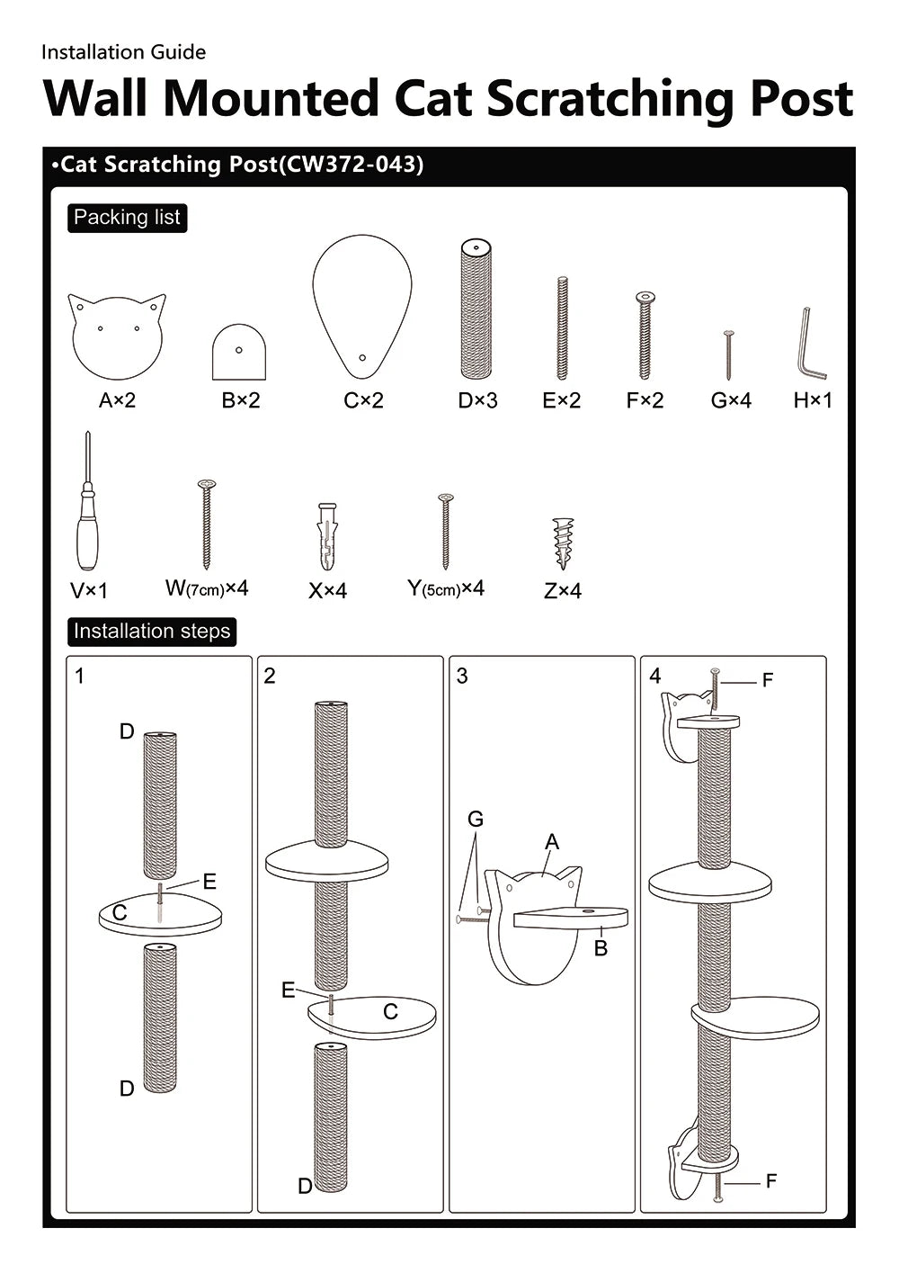 🧗 Torre de Escalada Montada na Parede: Arranhador Sisal e 2 Poleiros – A Aventura Vertical do Seu Thomas!
