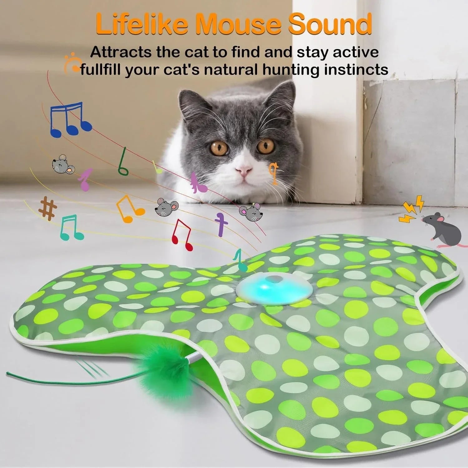 🐱 Brinquedo Smart Esconde-Esconde: Penas Ocultas, Som de Rato e Ativação por Movimento para Gatos!