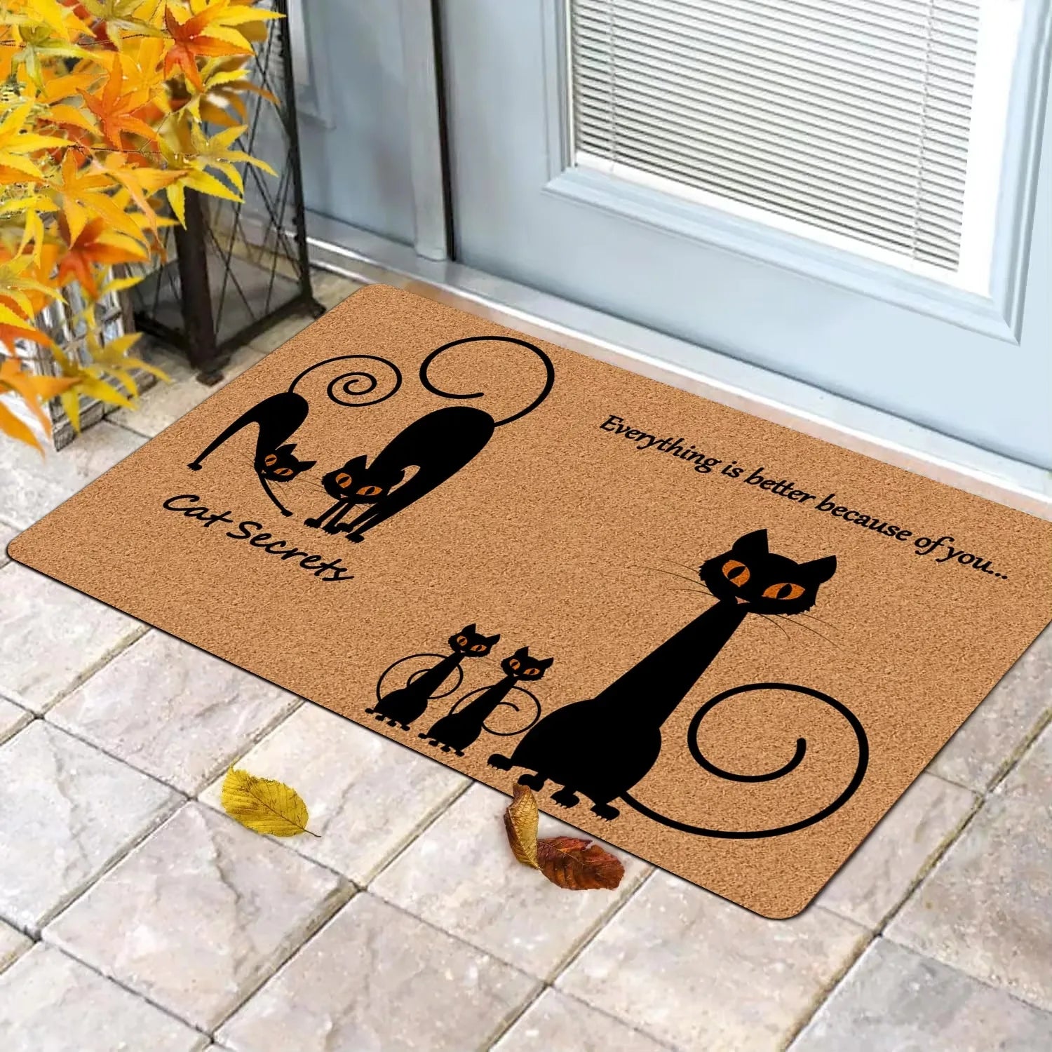 🐾 Tapete de Porta Tema Gato Fofo: Silhueta Elegante para Receber com Charme!