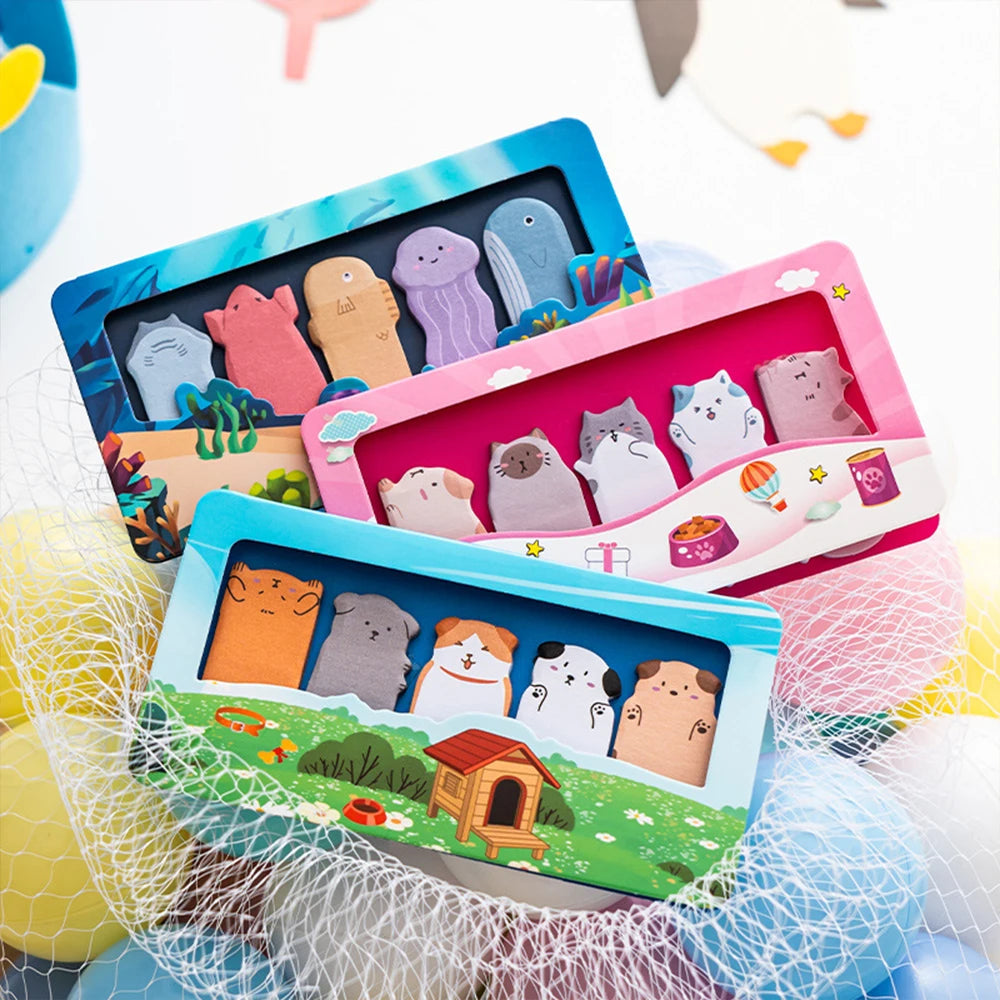 🐼 Bloco de Notas Adesivas Cartoon: 150 Folhas com Capivara, Panda e Gato – Papelaria Criativa!