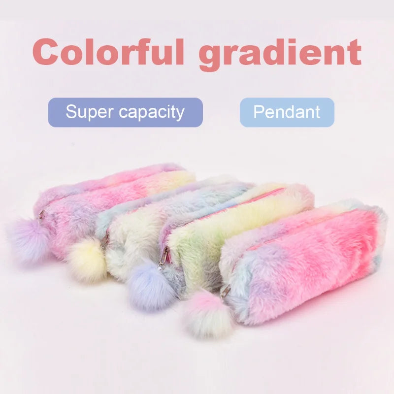 💖 Estojo de Pelúcia Kawaii Grande Capacidade: Bolsa Fofa para Lápis e Material Escolar!