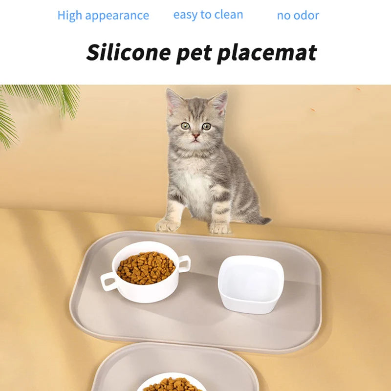 🍽️ Tapete de Alimentação Pet Quadrado: Silicone Macio, 3 Cores – Solução Anti-Bagunça e Fácil de Limpar!