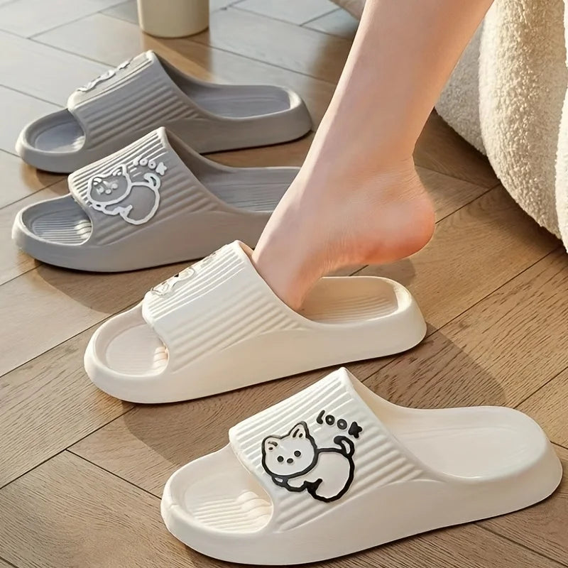 ☁️ Chinelos Nuvem Gatinho Fofo: Sola Macia, Antiderrapante – Conforto para Banheiro e Casa