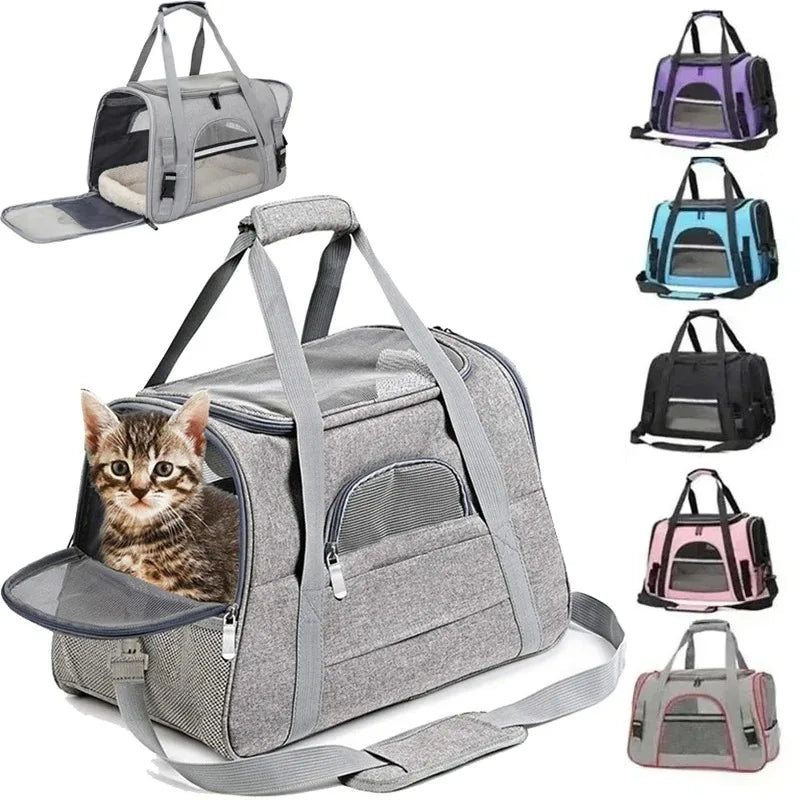 🎒 Mochila de Transporte Pet Premium: Dobrável, Respirável e Mãos Livres para Cães e Gatos!