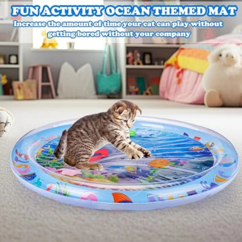 💧 Tapete Interativo de Água para Gatos: Splash Pad Interno, Refrescância e Alívio do Tédio no Verão!