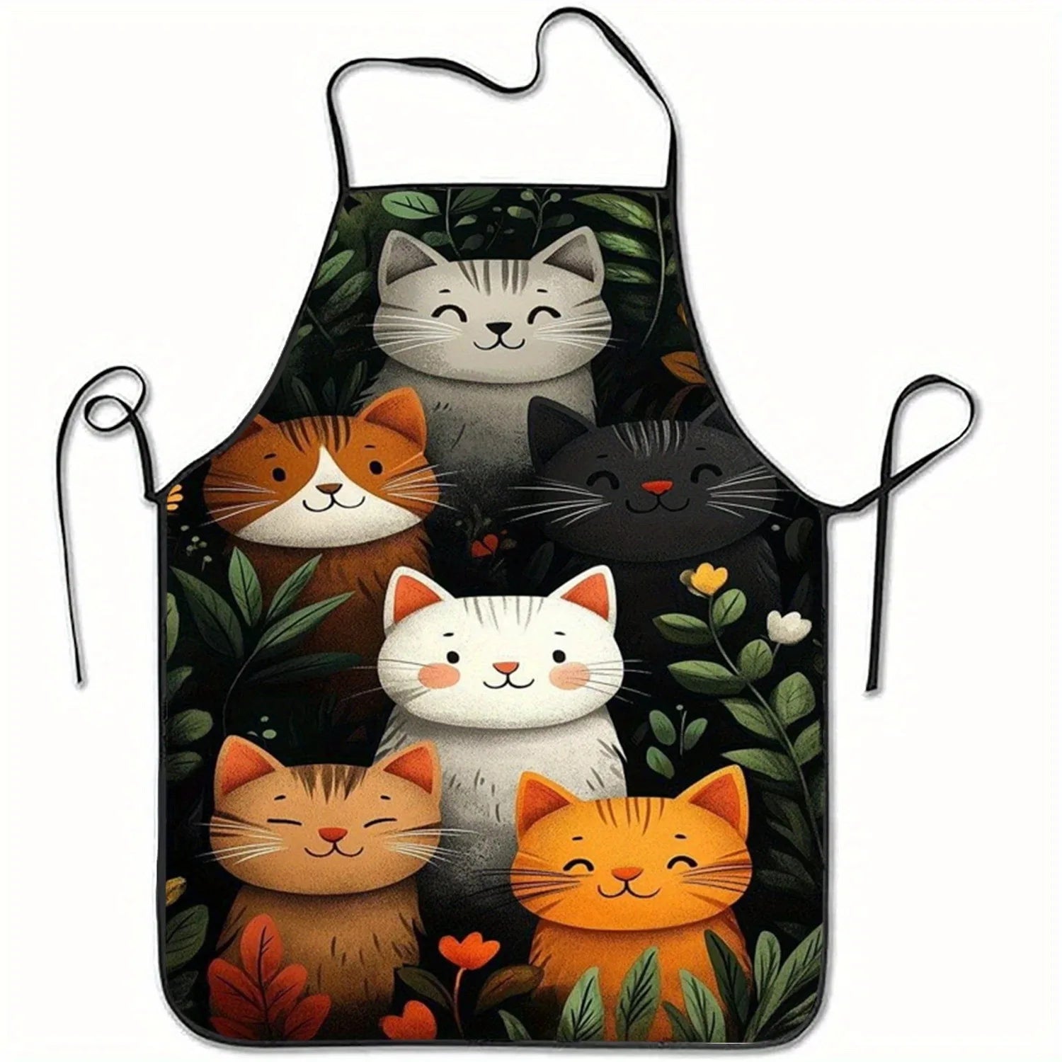 😻 Avental Cartoon Gatos e Corações: Poliéster Vibrante – Estilo e Proteção para Cozinhar!