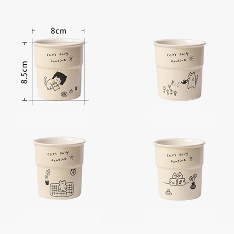☕ Caneca Gatinho 225ml: Ilustração Minimalista para o Seu Café e Chá da Tarde!