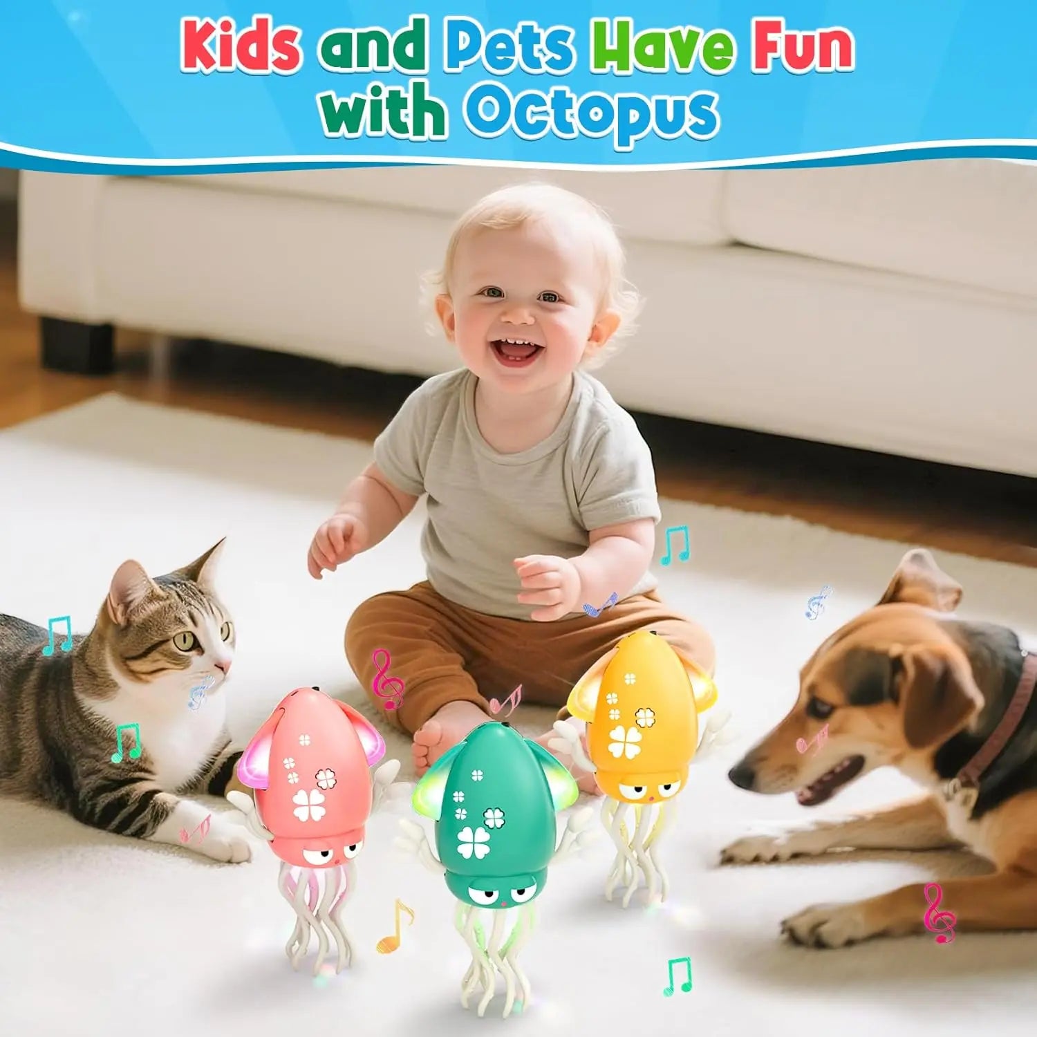 🐙 Brinquedo Polvo Dançarino Mágico: Luz, Música e Caçada Eletrizante para o Seu Thomas!