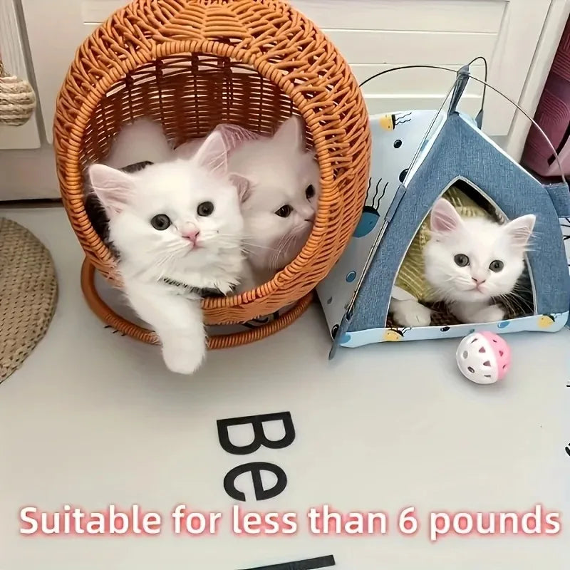 🧺 Cama Rede Luxo "Cesto de Frutas": Um Ninho Artesanal e Exclusivo para o Seu Gato!