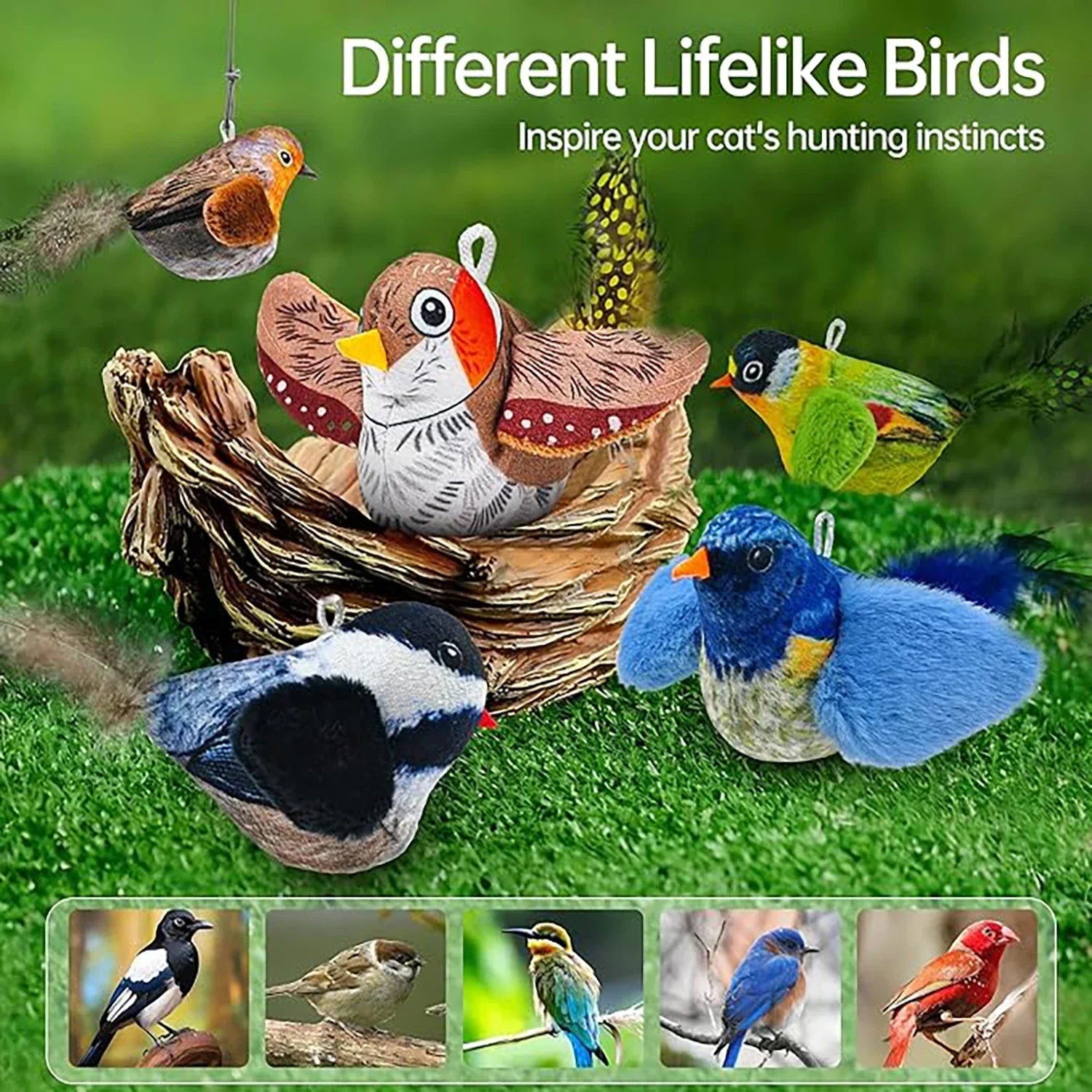 🐦 Pássaro Interativo de Pendurar: Brinquedo com Som e Catnip para Gatos – Caça e Auto-Entretenimento!