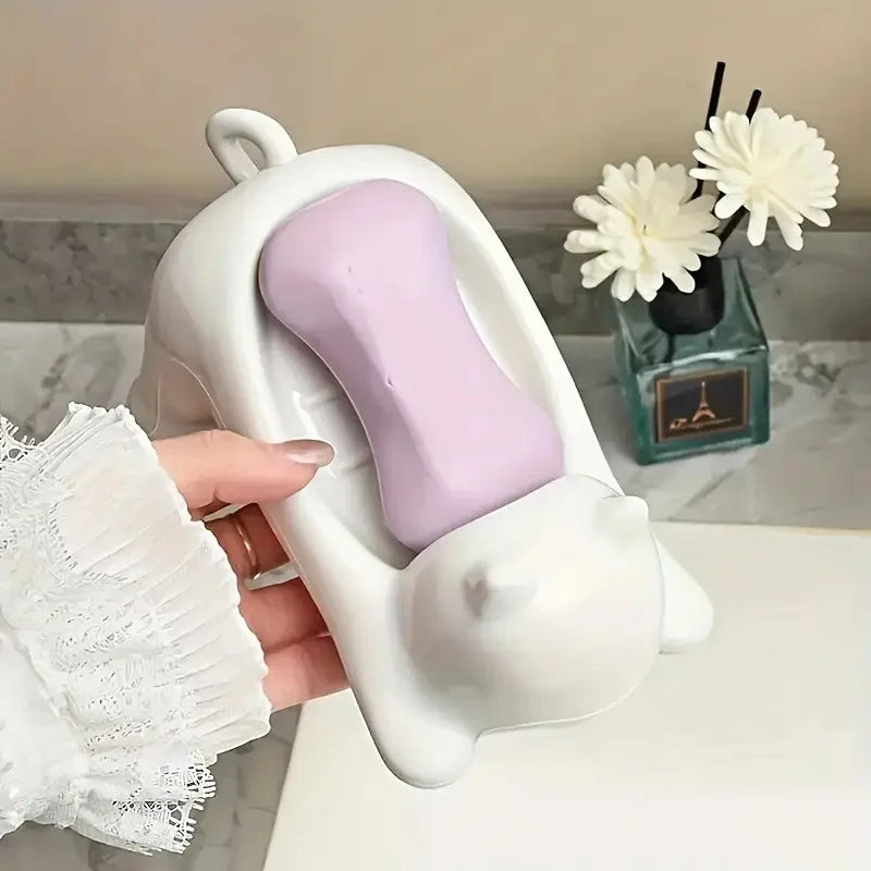 🧼 Saboneteira Gato Cartoon Fofa: Plástico com Drenagem – Decoração e Higiene para o Banheiro!