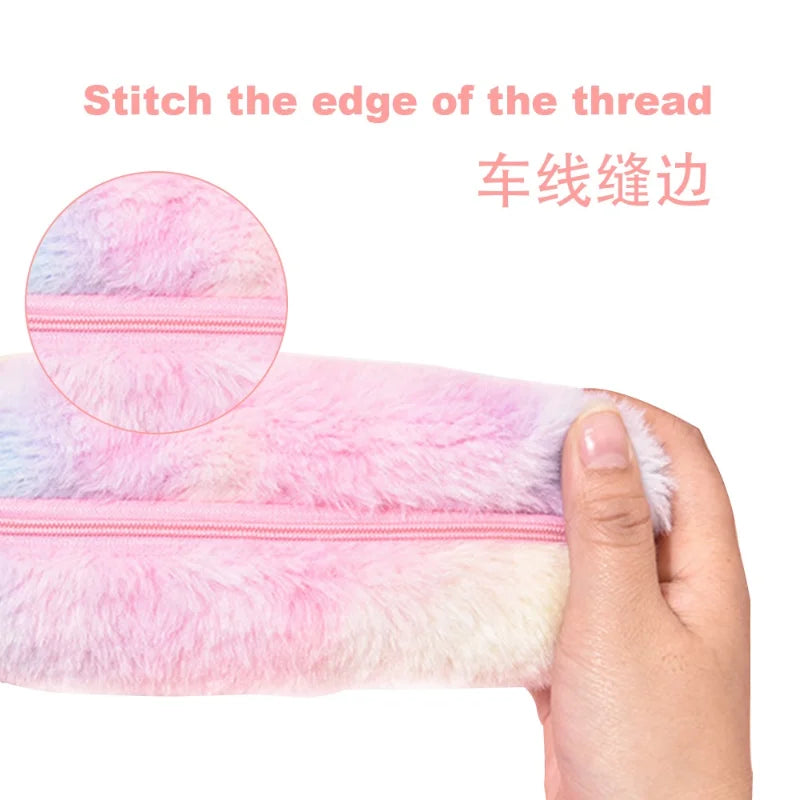 💖 Estojo de Pelúcia Kawaii Grande Capacidade: Bolsa Fofa para Lápis e Material Escolar!